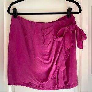 Nanette Lepore Front Ruffle Faux Wrap Skirt Magenta Size 6